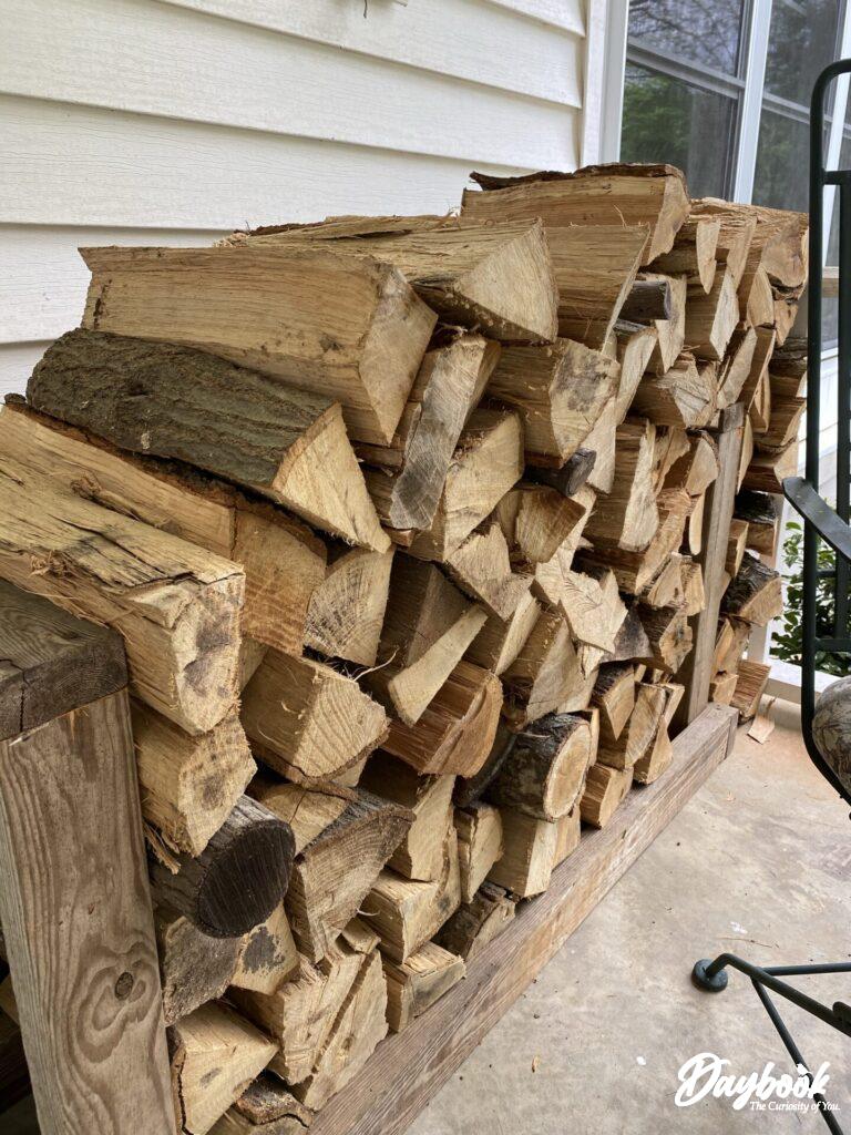 wood stacked neatly on the porch