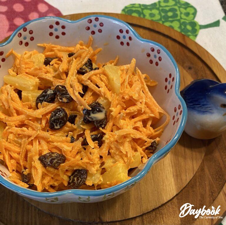 Carrot raisin salad in a bowl