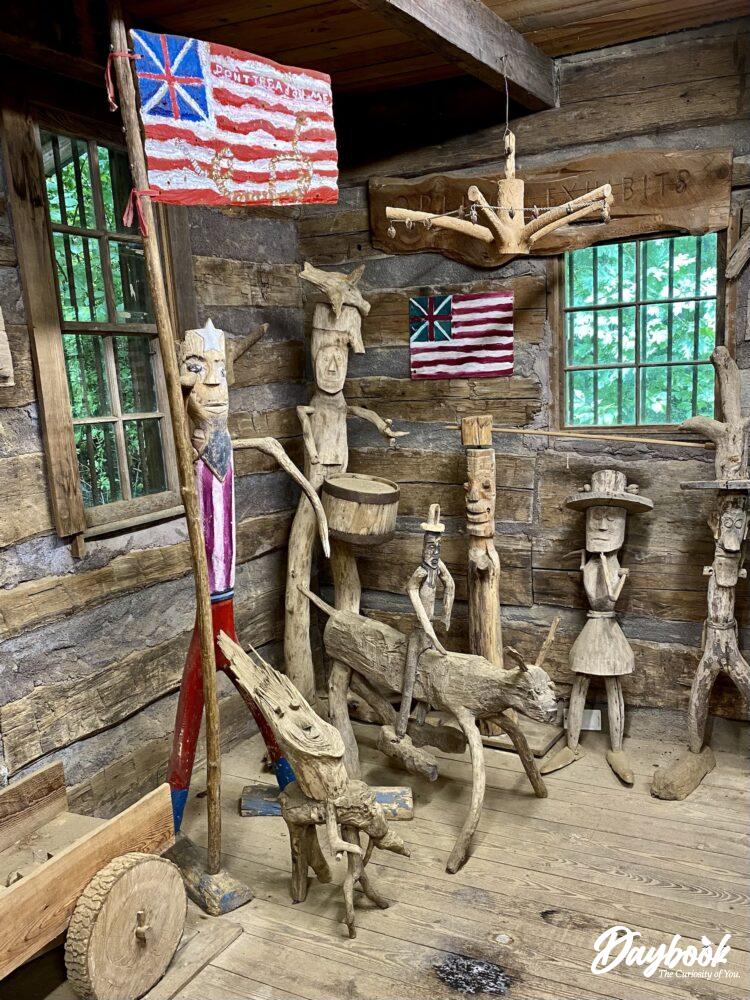 folk art carvings in museum