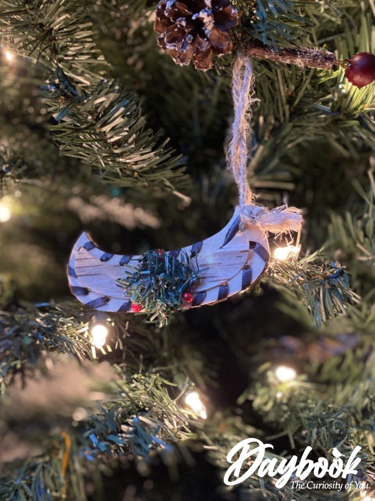 canoe ornament on a garland