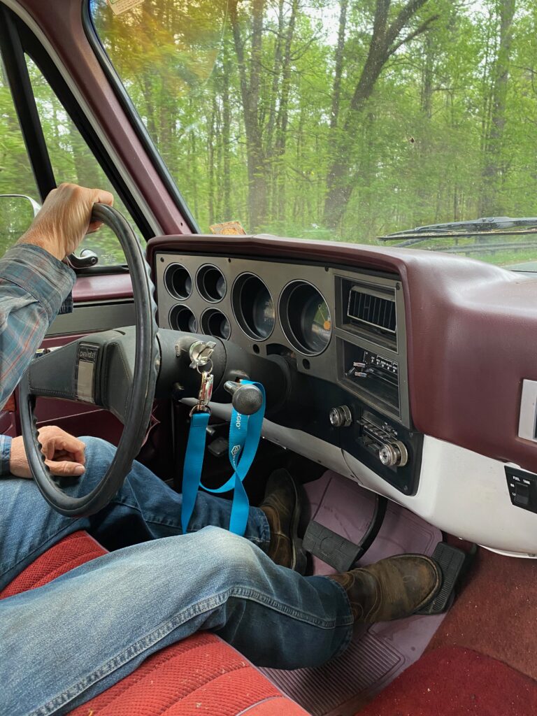 The dashboard view of a Silverado truck waiting on a driver