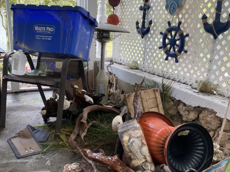 Piles of rubbish from a house after Idalia came through.